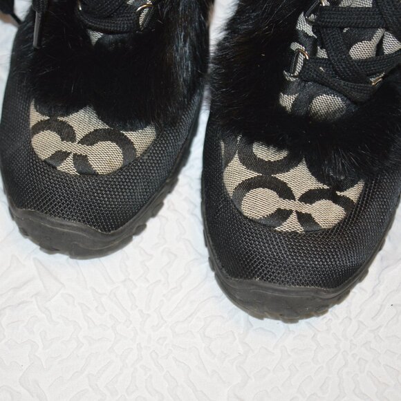 Coach Jennie Signature Quilted All-Over Monogram Print Winter Boot with Fur Trim - Picture 8 of 10